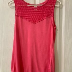 Hot Pink Tank with Lattice Detail